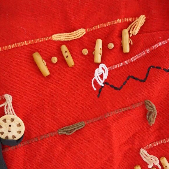 Vintage Indigo Moon Red 100% Cotton Beaded Embroidered Button Up Jacket M - Picture 7 of 13